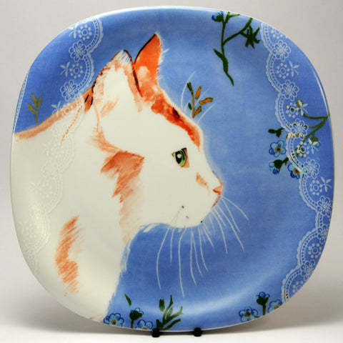 Decorative Cat Plate Collection Coeur Minou ettes by C. Pradalie blue day