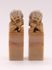 pair soapstone foo dog stamps figurine
