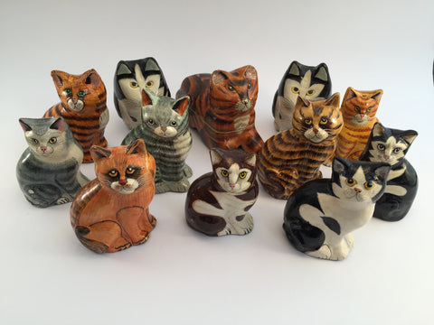 A family of wonderfully painted, coloured and detailed cats. Made in India