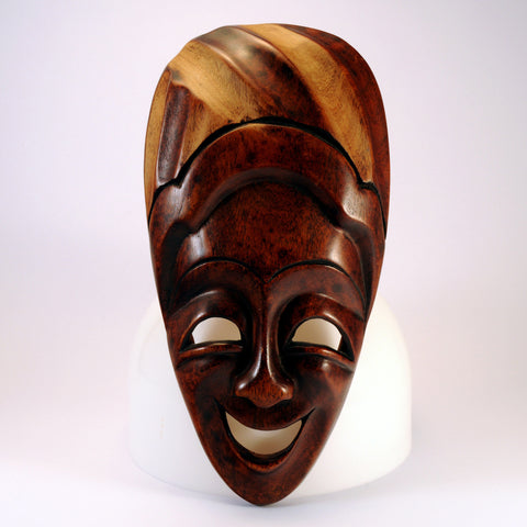 carved wood happy tribal mask 1