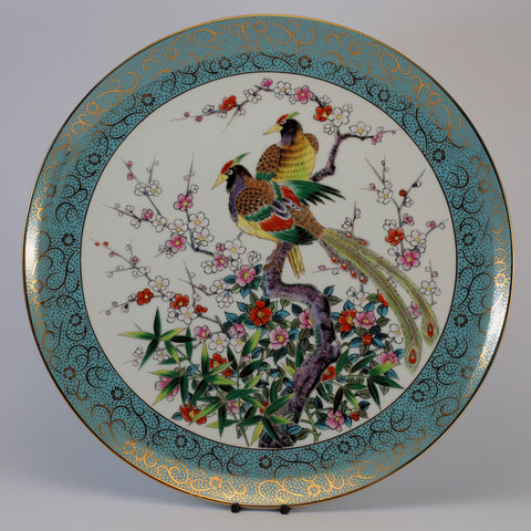 chinese decorative blue peacock plate