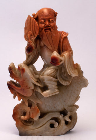 chinese soapstone carving immortal fish