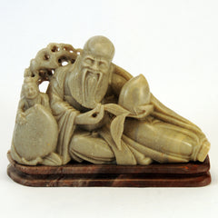 chinese soapstone resting bearded man boy peach 1