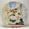 Decorative Cat Plate  Collection Coeur Minou ettes by C. Pradalie  green eyes, window