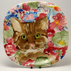 Decorative Cat Plate  Collection Coeur Minou ettes by C. Pradalie  flowers