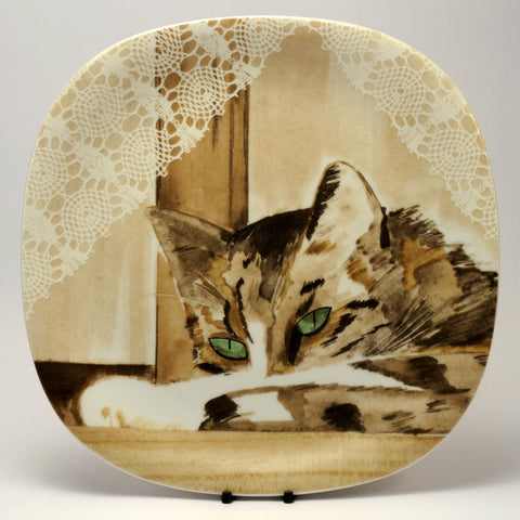 Decorative Cat Plate  Collection Coeur Minou ettes by C. Pradalie  window cat