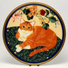 Decorative Cat Plate, Seated Ginger cat under flowers
