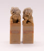 pair soapstone foo dog stamps figurine