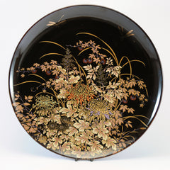 Shibata Japanese decorative black plate dragonflies