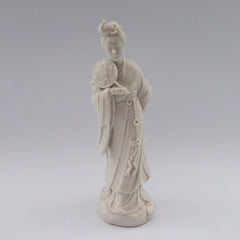 white porcelain figurine blanc de chine lady fan