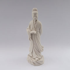 white porcelain figurine blanc de chine man book