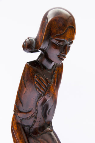 wood carved lady hardwood